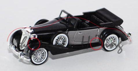 Horch 853 Cabriolet offen, schwarz/silbergraumetallic, Busch, 1:87, mb