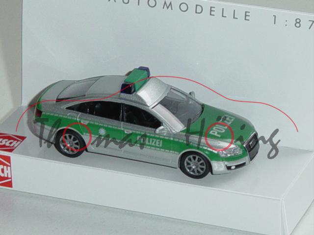 Audi A6, Mj. 2004, silber/minzgrün, POLIZEI, Polizei Bayern, Busch, 1:87, mb