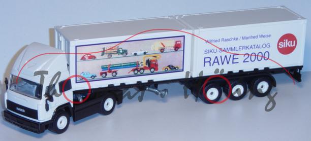 Iveco Container-LKW, reinweiß/schwarz, SIKU-SAMMLERKATALOG / RAWE 2000, mit Zertifikat, L14n