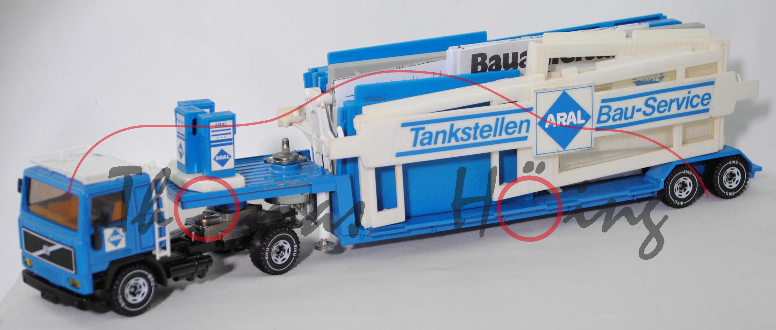 00004 Volvo F10 Turbo 6 (1. Gen., Modell 77-83) ARAL-Tankstellen-Bauzug, blau, Fehlteile, SIKU, m-