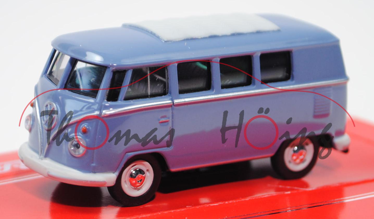 VW Transporter Kombi (Typ 2 T1, Modell 1962-1963) mit Faltdach, taubenblau, Schuco, 1:64, mb