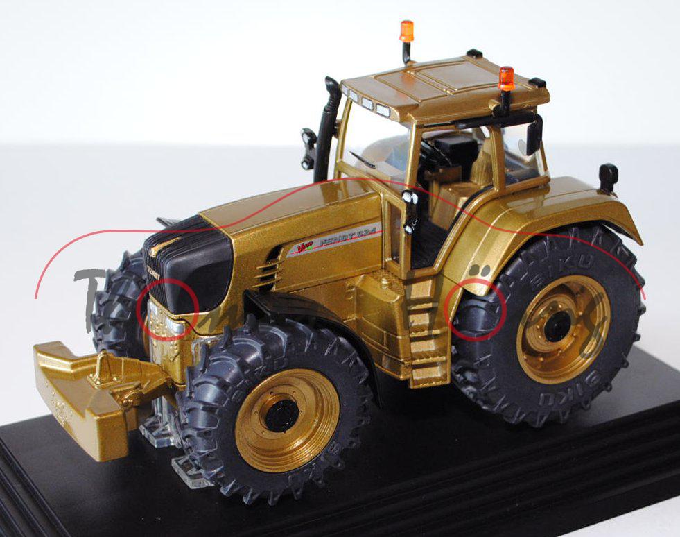 Fendt 924 Vario, goldmetallic, Exclusivmodell zum Jubiläum 35 Jahre vedes und SPIELZEUG RING, PC-Box