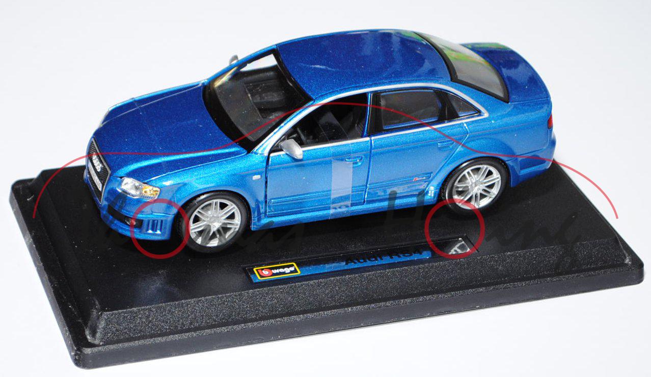 Audi RS4 (B7, Typ 8E), Modell 2005-2009, verkehrsblaumetallic, innen schwarz, 1:24, Bburago, mb