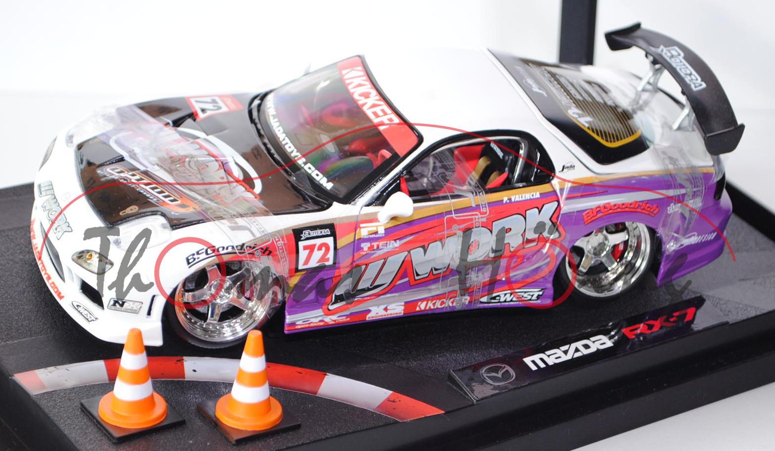 Mazda RX-7 (Typ FD3S), Modell 1991-2002, perlmuttweißmetallic/signalviolett, extreme Drift Camber, F