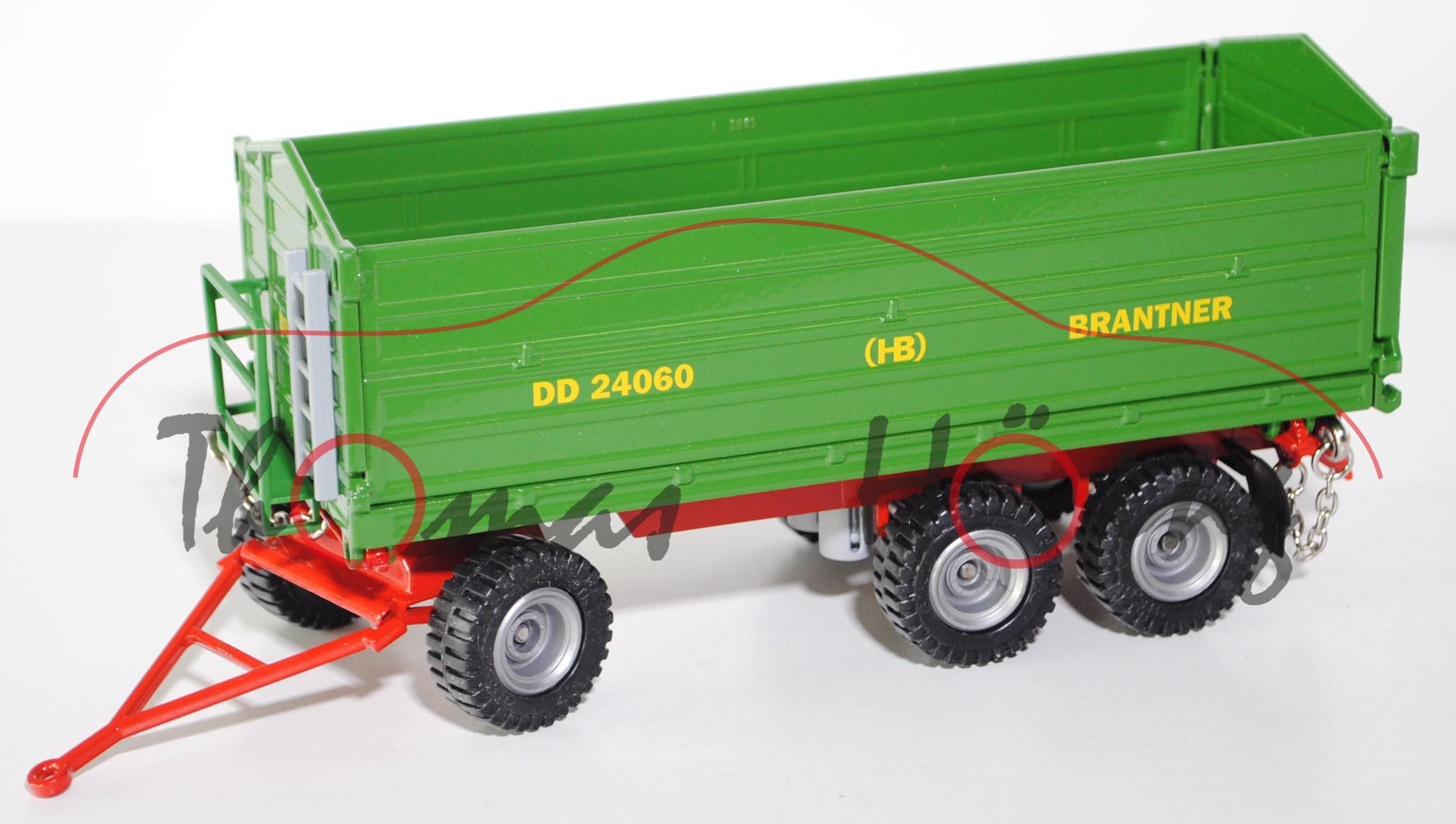 00000 HB BRANTNER Dreiachs-Dreiseitenkipper DD 24060/2, grün/rot, 2 Längsträger, SIKU, 1:32, L17mP