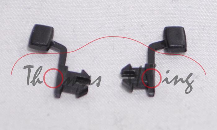 1 Stück Spiegelpaar rechts und links, schwarz, Spiegelflächen unlackiert, SIKU SUPER 1:55