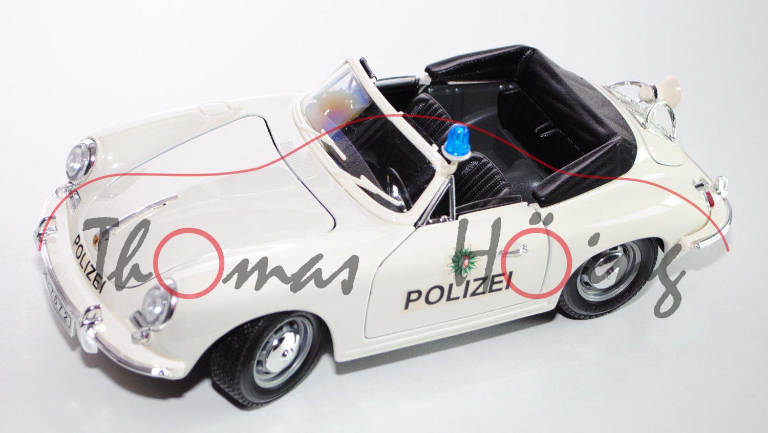 Porsche 356 B Cabriolet Polizei (1961), weiß, POLIZEI, NRW-Wappen, Türen + Motorhaube + Kofferraum z