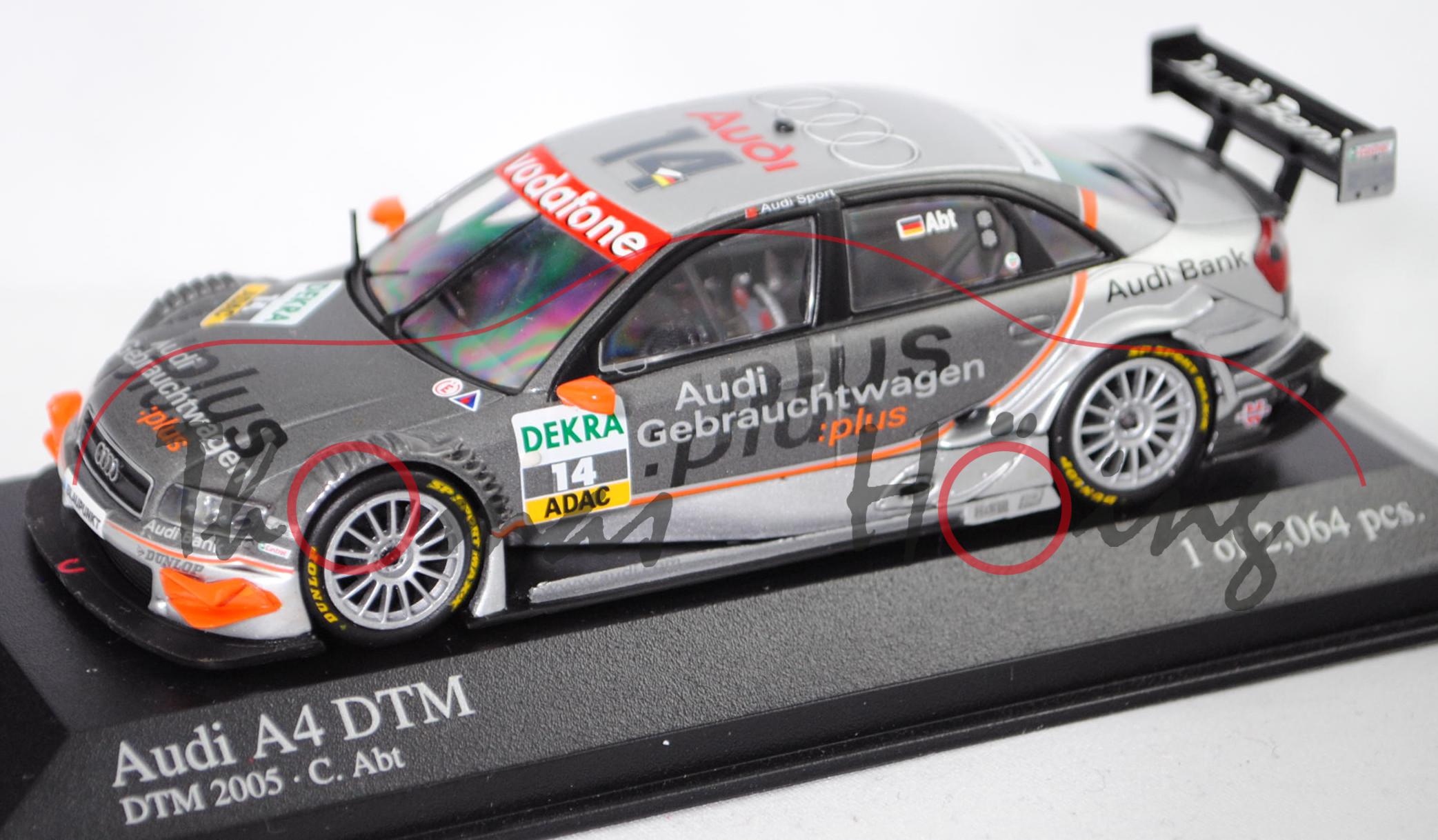 Audi A4 DTM 2004 (B6, Typ 8E2 / R11), silber/grau, DTM 2005, Christian Abt, Nr. 14, Minichamps, 1:43