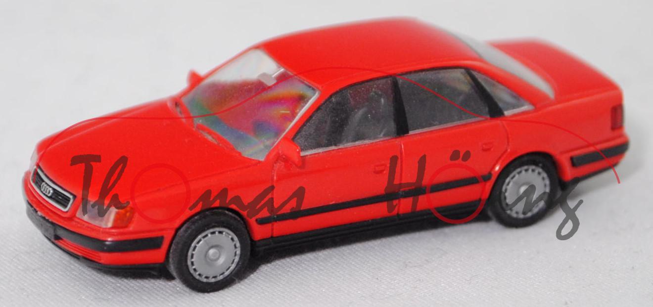 Audi 100 quattro 2.8 E (Baureihe C4, Mod. 1990-1994), verkehrsrot, Radzierblenden, Rietze, 1:87, mb