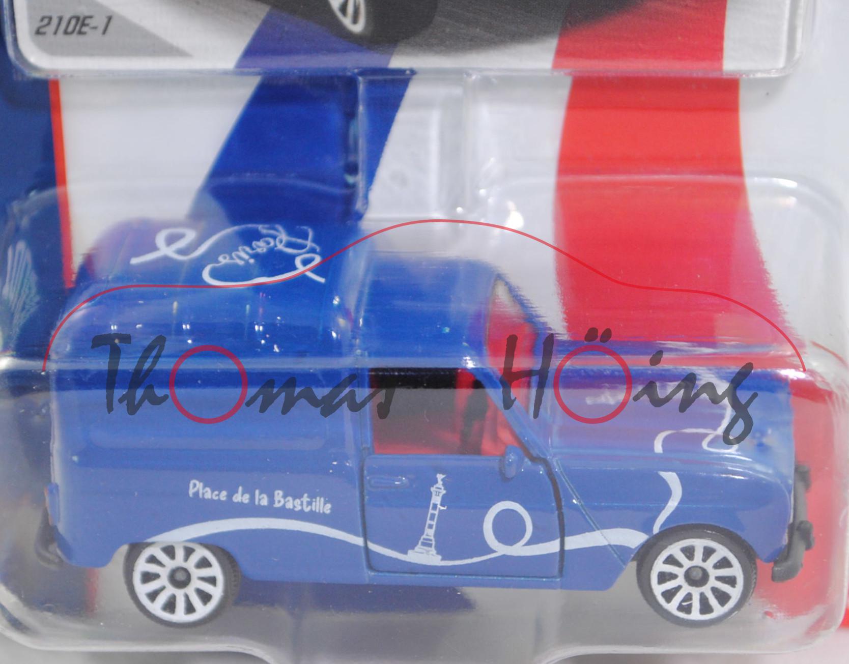 Renault 4 Fourgonnette F4 (Modell 1983-1986), blau, Place de la Bastille, Nr. 210E-1, majorette, 1:51, Blister