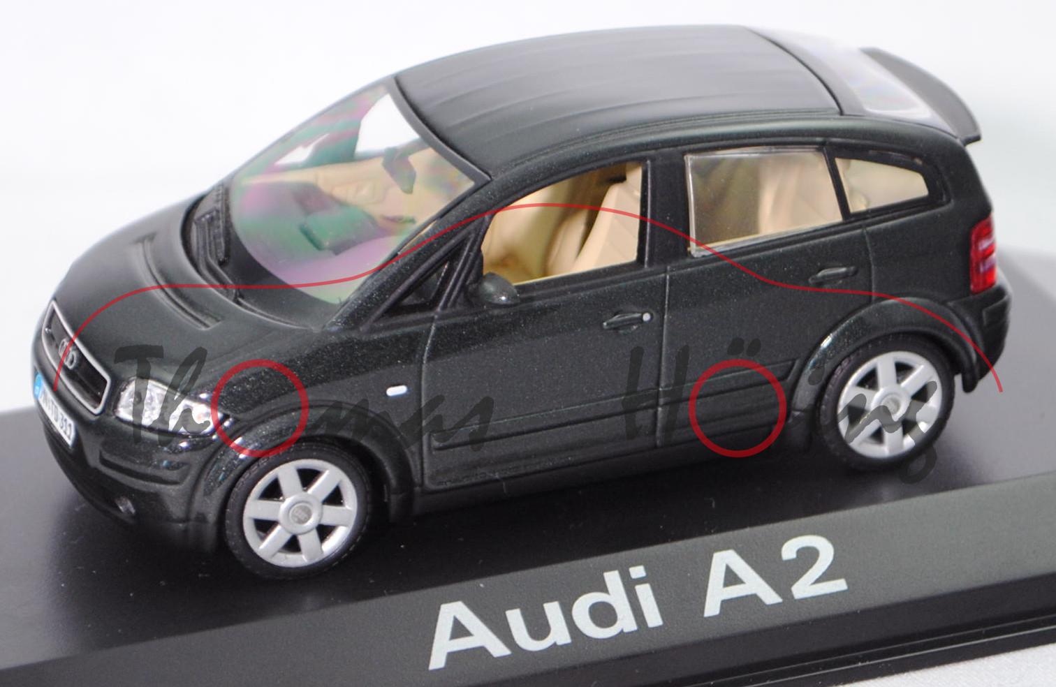 Audi A2 1.4 / 1.4 TDI (Typ 8Z, Vorfacelift, Mod. 00-03), piniengrün perleffekt, Minichamps, 1:43, mb