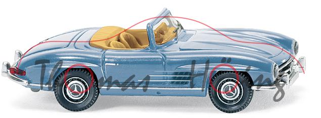 Mercedes 300 SL Roadster, Typ W 198, Modell 1957-1963, hellblau, Wiking, 1:87, mb