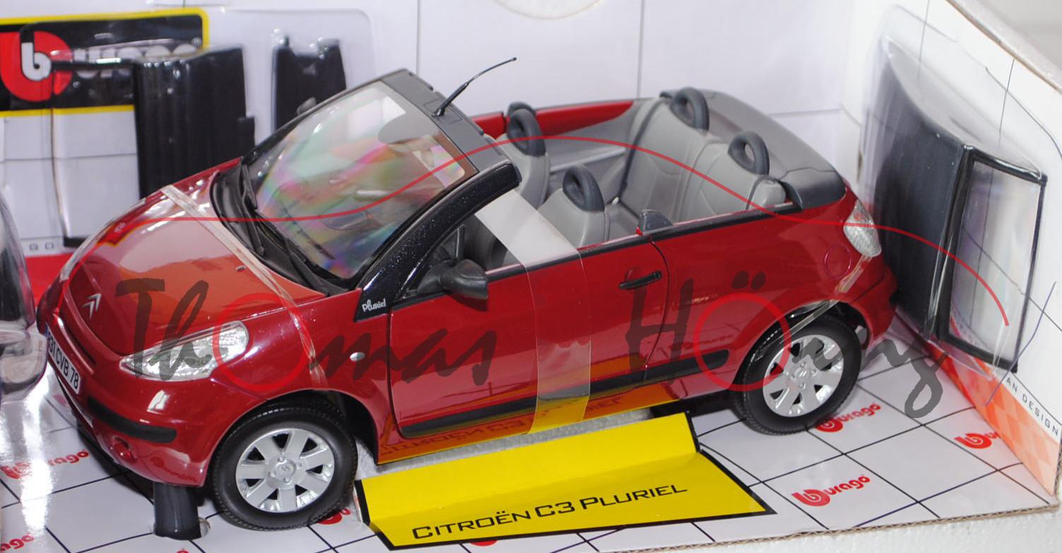 Citroen C3 Pluriel 1.6 16V, Modell 2003-2008, ardent-rot, Türen + Motorhaube + Heckklappe zu öffnen,