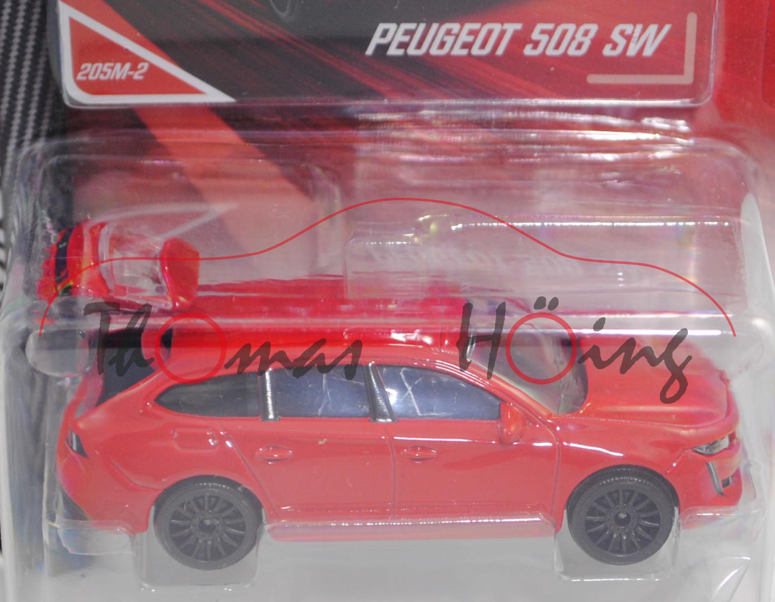 Peugeot 508 II SW ALLURE (R83, Modell 2019-2023), dunkel-verkehrsrot, majorette, 1:61, Blister