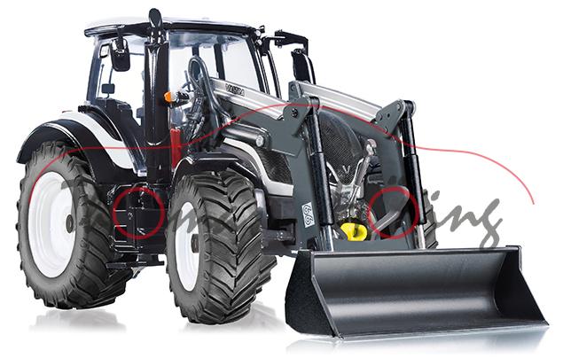 Valtra T174 Traktor (Modell 2014-) mit Frontlader, cremeweiß/schwarz, 1:32, Wiking, mb