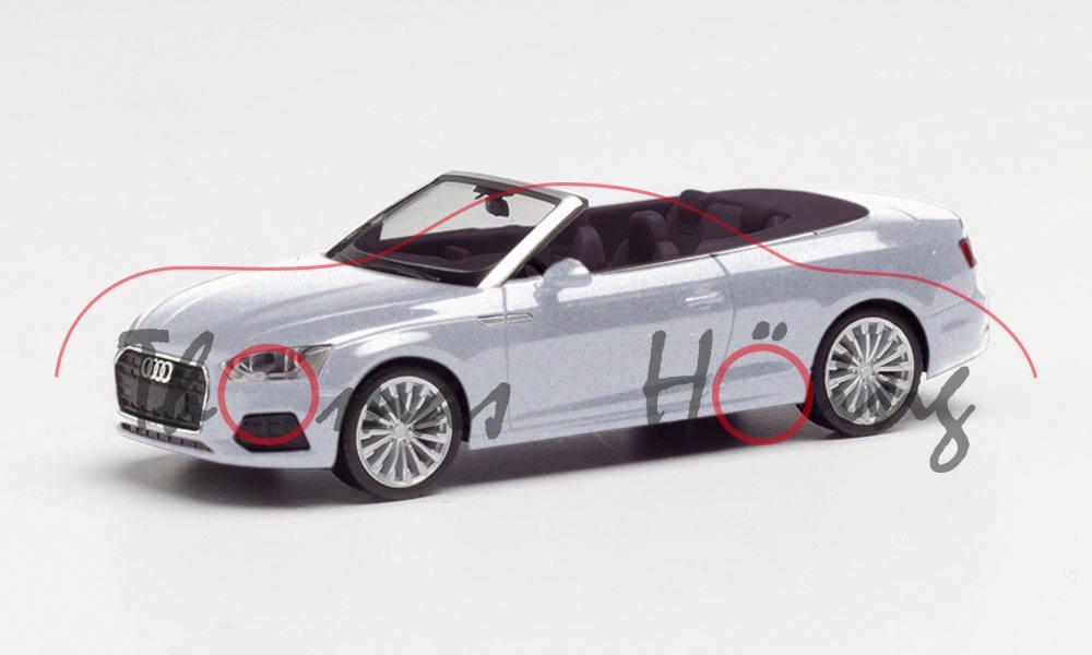 Audi A5 Cabriolet (Typ 9F / F5, AU495, Vorfacelift, Modell 17-19), cuvéesilber met., Herpa, 1:87, mb