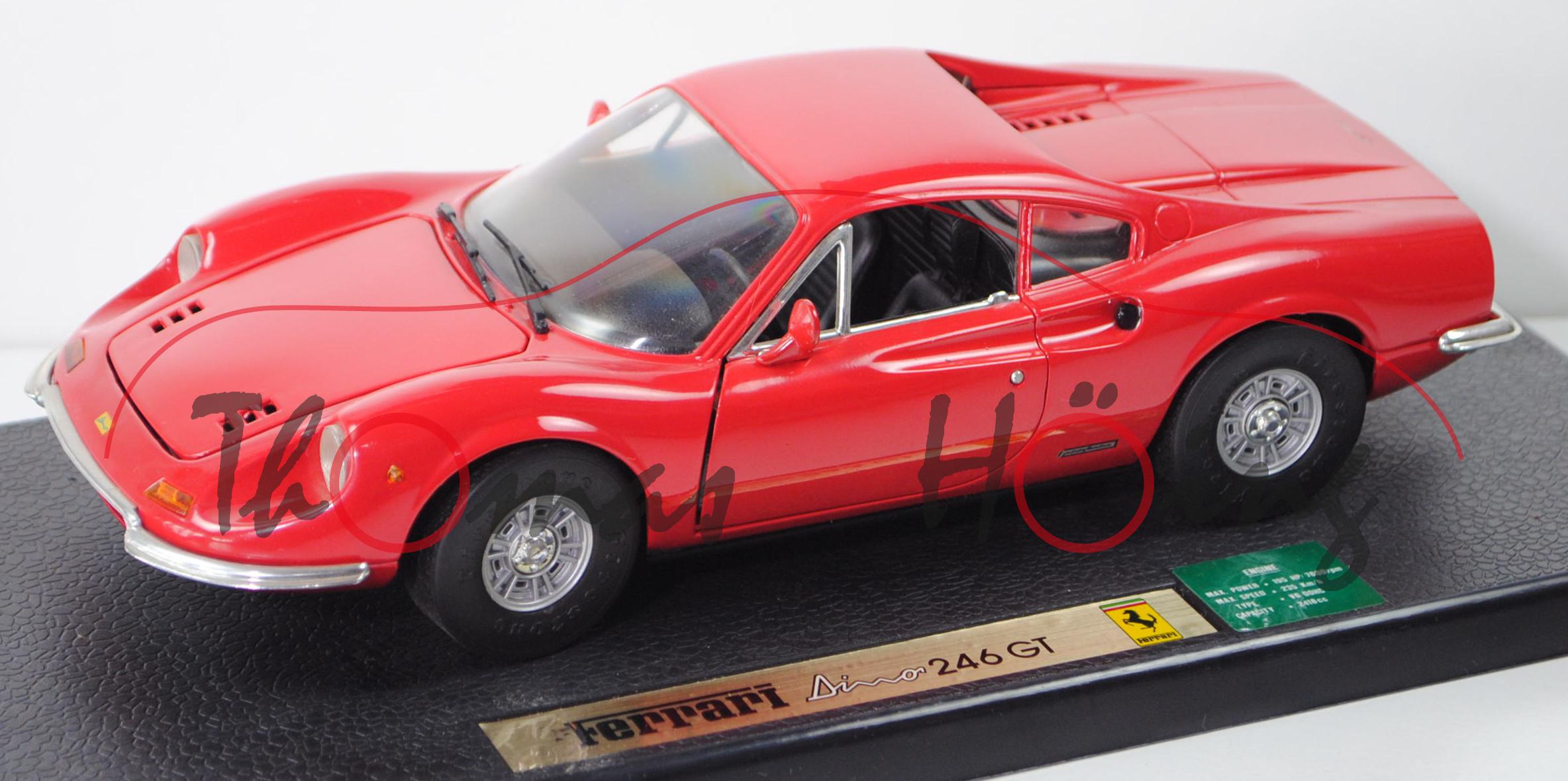 (Ferrari) Dino 246 GT (Tipo 607, Modell 1969-1974), hell-karminrot, ANSON, 1:18, mb (Vitrinenmodell)