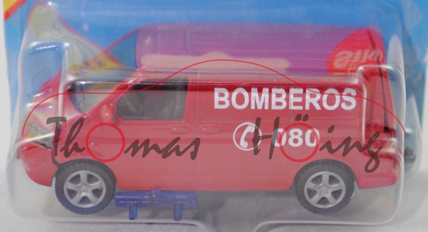 00420 BOMBEROS VW T5.1 Transporter (Modell 2003-2009), karminrot, BOMBEROS / C 080, SIKU, P29a