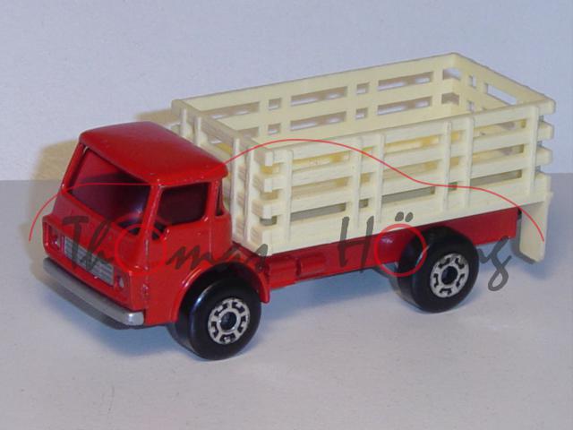 Cattle Truck, feuerrot, Chassis silbergraumetallic, Aufbau hellelfenbein, Verglasung rot, ohne Kühe,