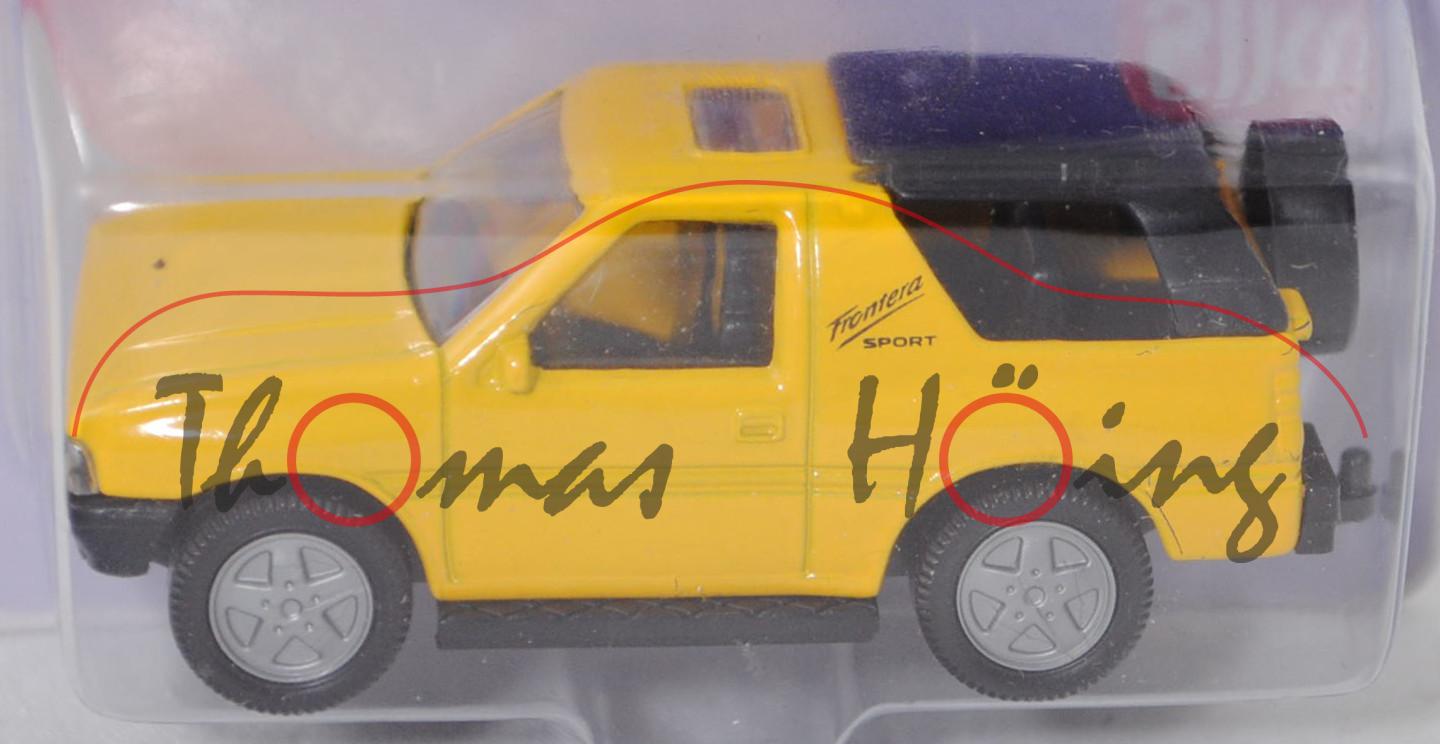 00002 Opel Frontera A 2.0i Sport (1. Gen., Mod. 91-95), gelb, SIKU, ca. 1:54, P26 (Modell m. Rissen)