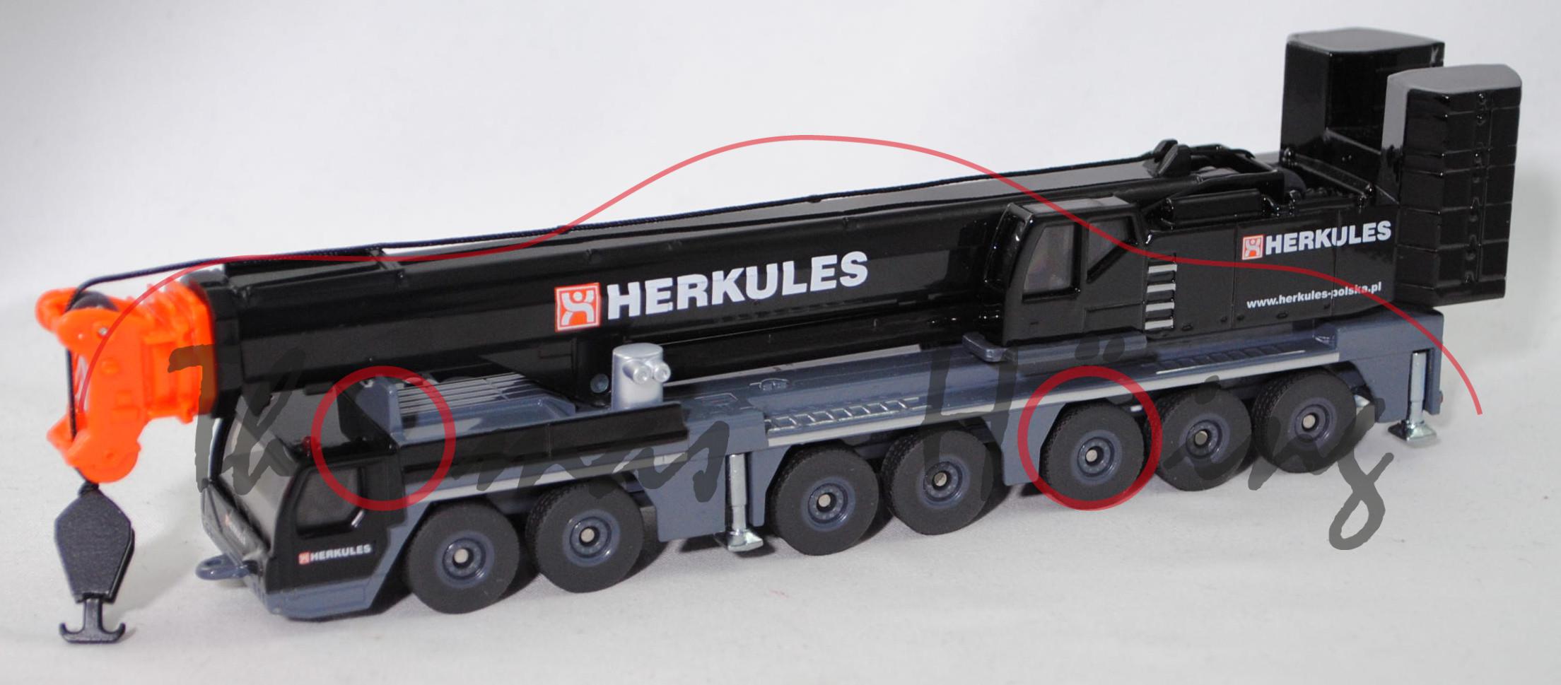 06003 PL LIEBHERR LTM 1400-7.1 Mobilkran (Modell 2005-), schwarz, HERKULES, SIKU, 1:87, Werbebox