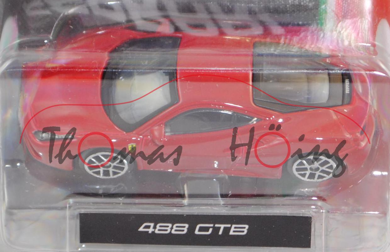 Ferrari 488 GTB (Typ F142M, Modell 2015-), rosso corsa, Bburago FERRARI RACE & PLAY, Blister