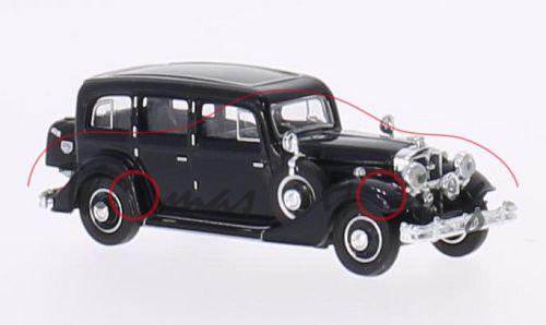 Horch 851 Pullmannlimousine (Modell 1934-1937, Baujahr 1935), schwarz, Ricko / Brekina, 1:87, PC-Box