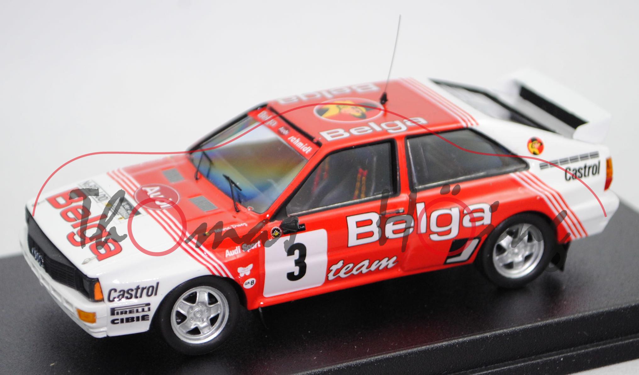 Audi quattro A1 Gruppe B, weiß/rot, Haspengouw Rallye 1983, Duez/Lux, Nr. 3, Troféu, 1:43, PC-Box