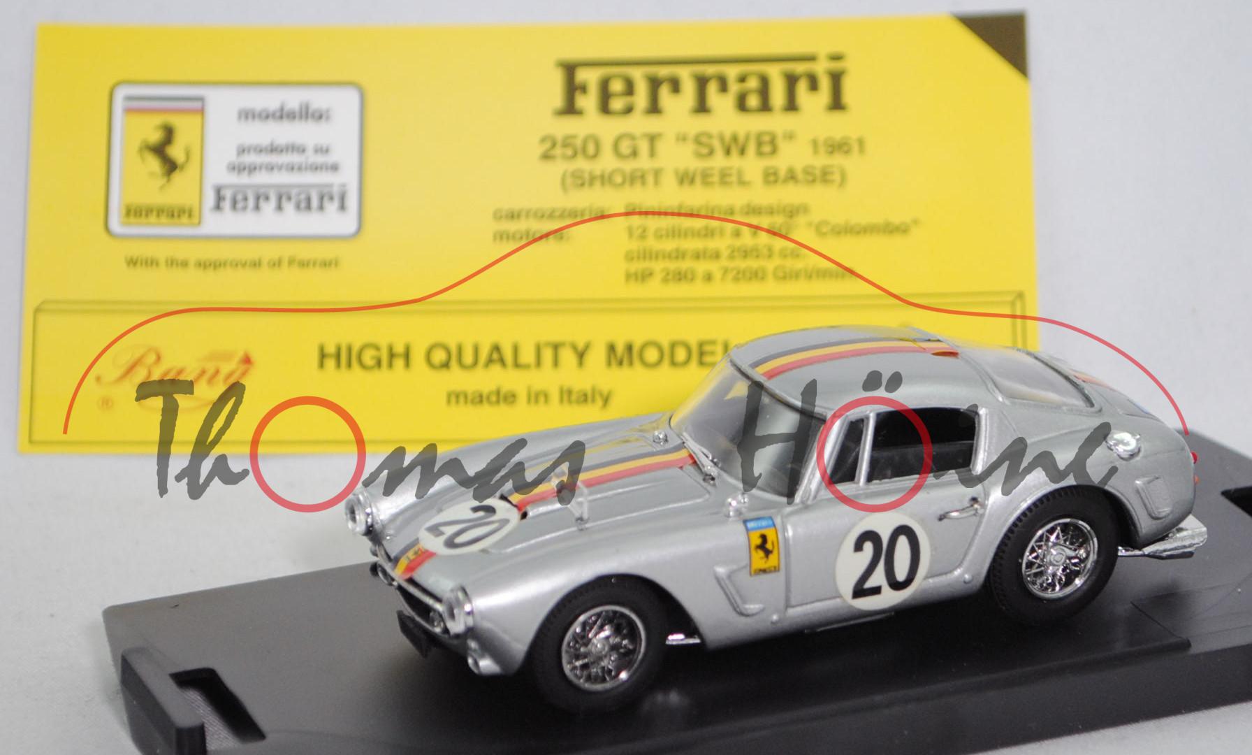 Ferrari 250 GT Berlinetta SWB (Mod. 59-62), silber, 24h von Le Mans 1961, Nr. 20, Revell, 1:43, mb