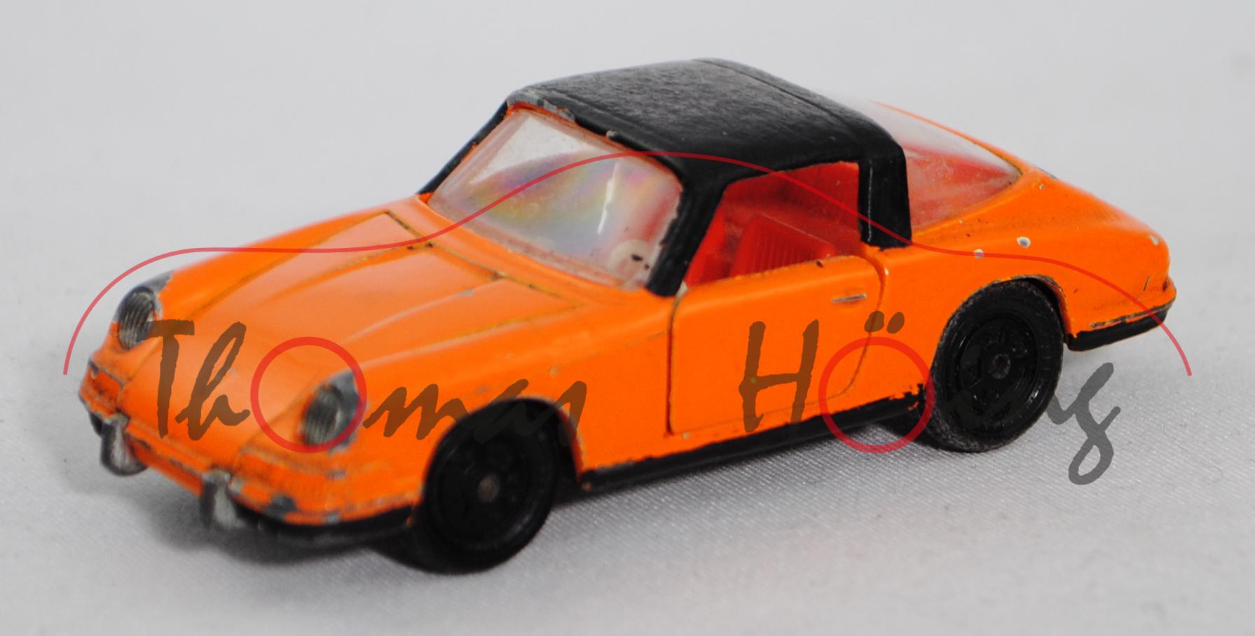 Porsche 911 Targa (Typ Urmodell, Modell 1965-1973), hell-hellrotorange, innen rotorange, Lenkrad cre