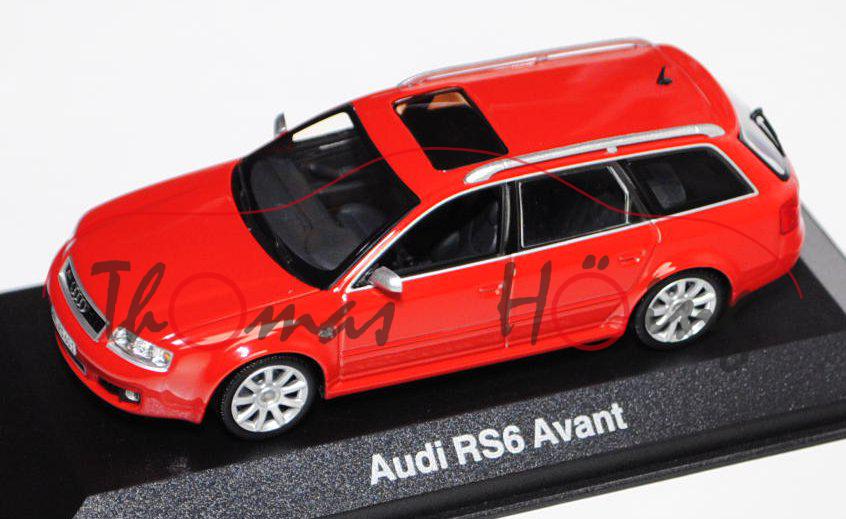 Audi RS6 Avant (C5, Typ 4B), Modell 2002-2004, rot, Minichamps, 1:43, Werbeschachtel