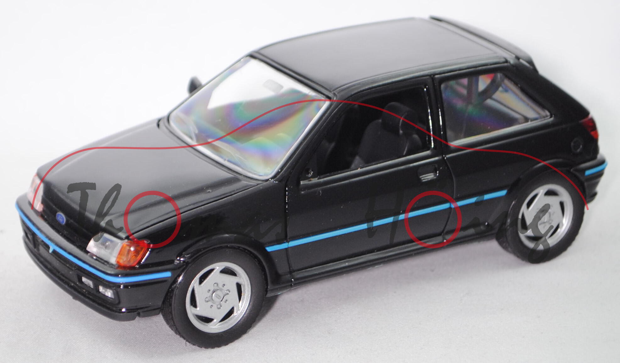 Ford Fiesta XR2i (Fiesta '89 / Mk3, Typ GFJ, Mod. 89-93), schwarz, Spiegel links weg, Schabak, 1:24