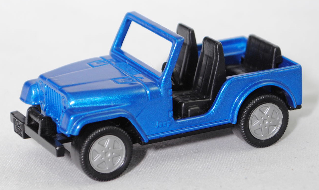 00016 Jeep CJ-5 2.5L (5. Generation, Modell 1979-1983) ohne Fiberglas Hardtop (von Siku als Jeep CJ-7 bezeichnet), dunkel-verkehrsblaumetallic, innen schwarz, Hong, B8, SIKU, 1:55, m (Hardtop weg)