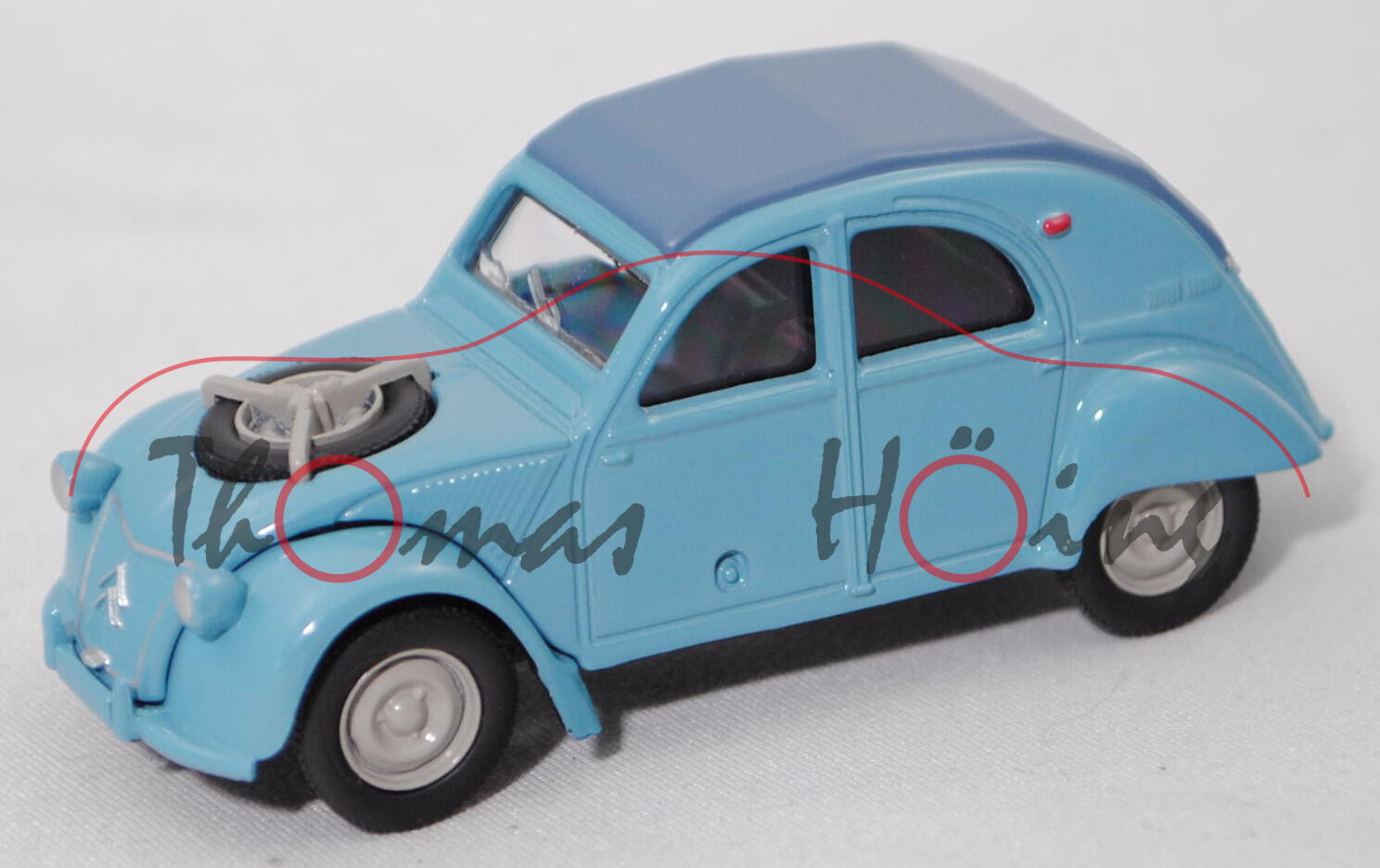 Citroen 2CV 4x4 / 2CV Sahara / 2CV bimoteur (Baujahr 1960-1967), hell-pastellblau, Norev, 1:54, mb