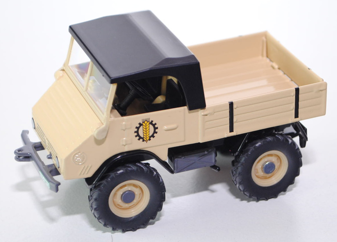 00302 Mercedes-Benz Unimog 411 (Modell 1957-1961), beige, SIKU 1:32, Werbebox (Traktorado 2013)