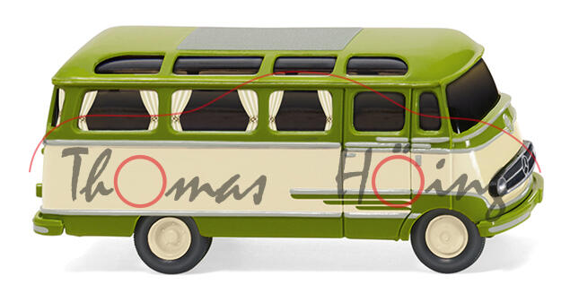 Mercedes-Benz O 319 D Panoramabus (Baureihe L 319, Modell 1955-1967), grün/beige, Wiking, 1:87, mb