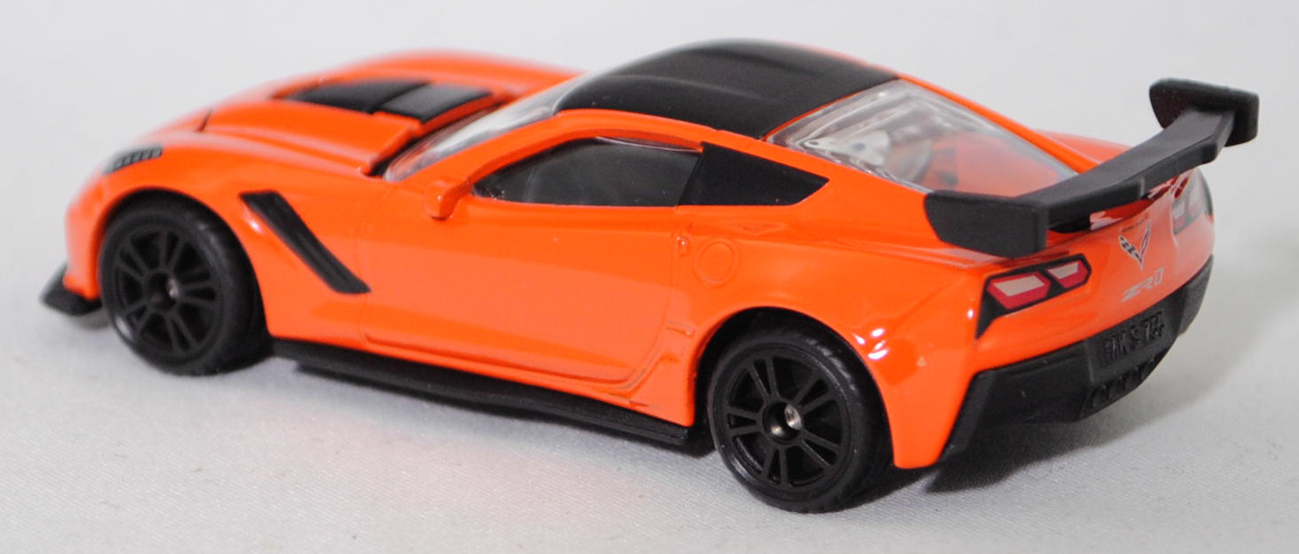 00001 Chevrolet Corvette ZR1 Coupé (7. Generation, Typ C7 mit ZTK Track Performance Package, Modell 2018-2019), sebring orange, Dach schwarz, SIKU SUPER, 1:56, P29f