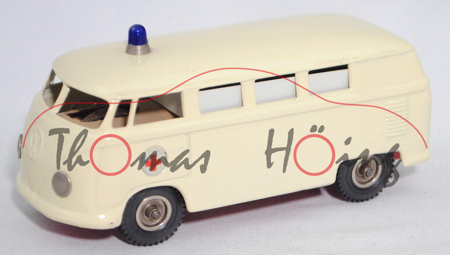 VW-Krankenwagen T1 1200 (1. Gen., Typ 2 T1, Mod. 61-63), hellelfenbein, CKO Kellermann, 1:36, mb