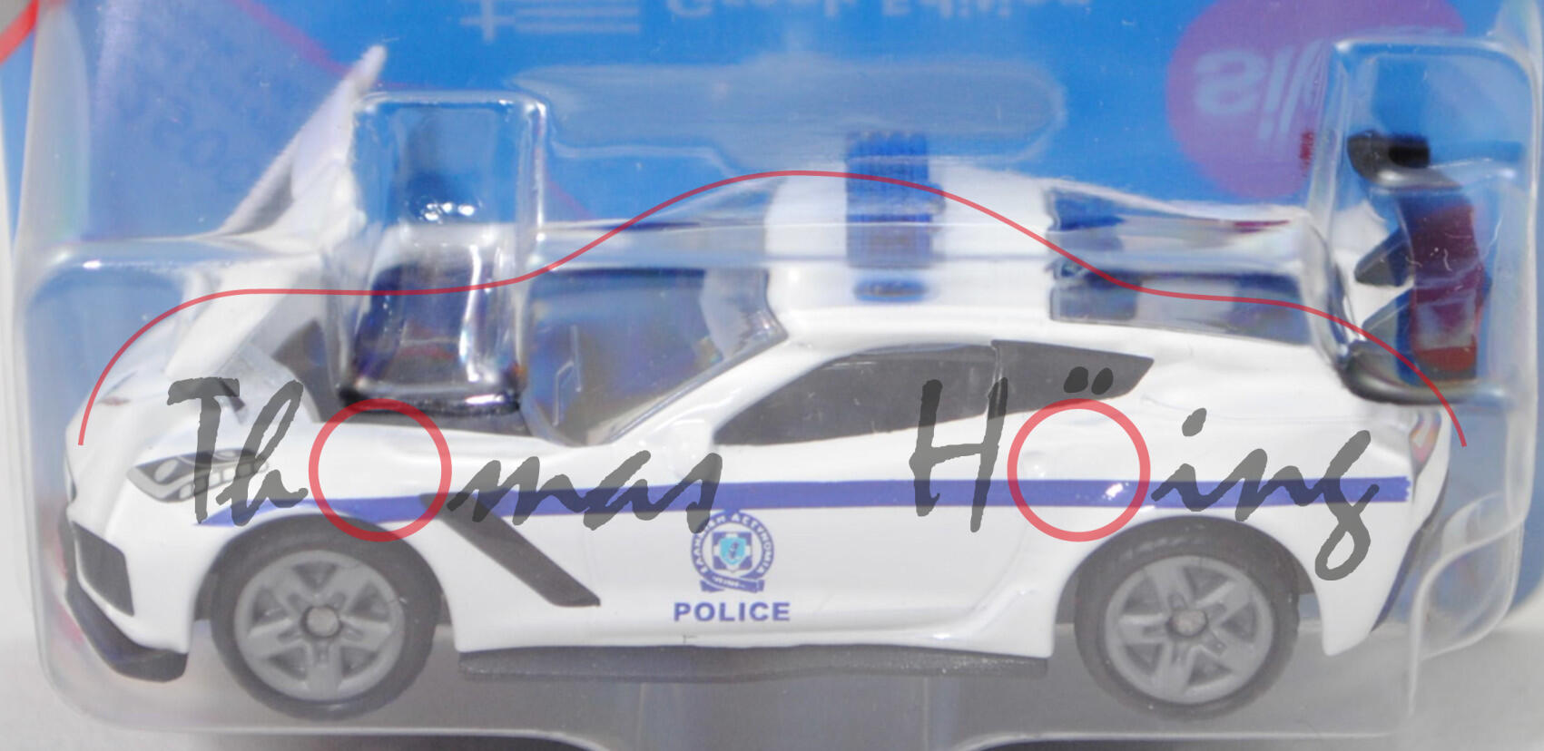 00900 GR Chevrolet Corvette ZR1 Coupé (C7, Modell 2018-2019) Greek Police, weiß, POLICE, SIKU, P29e