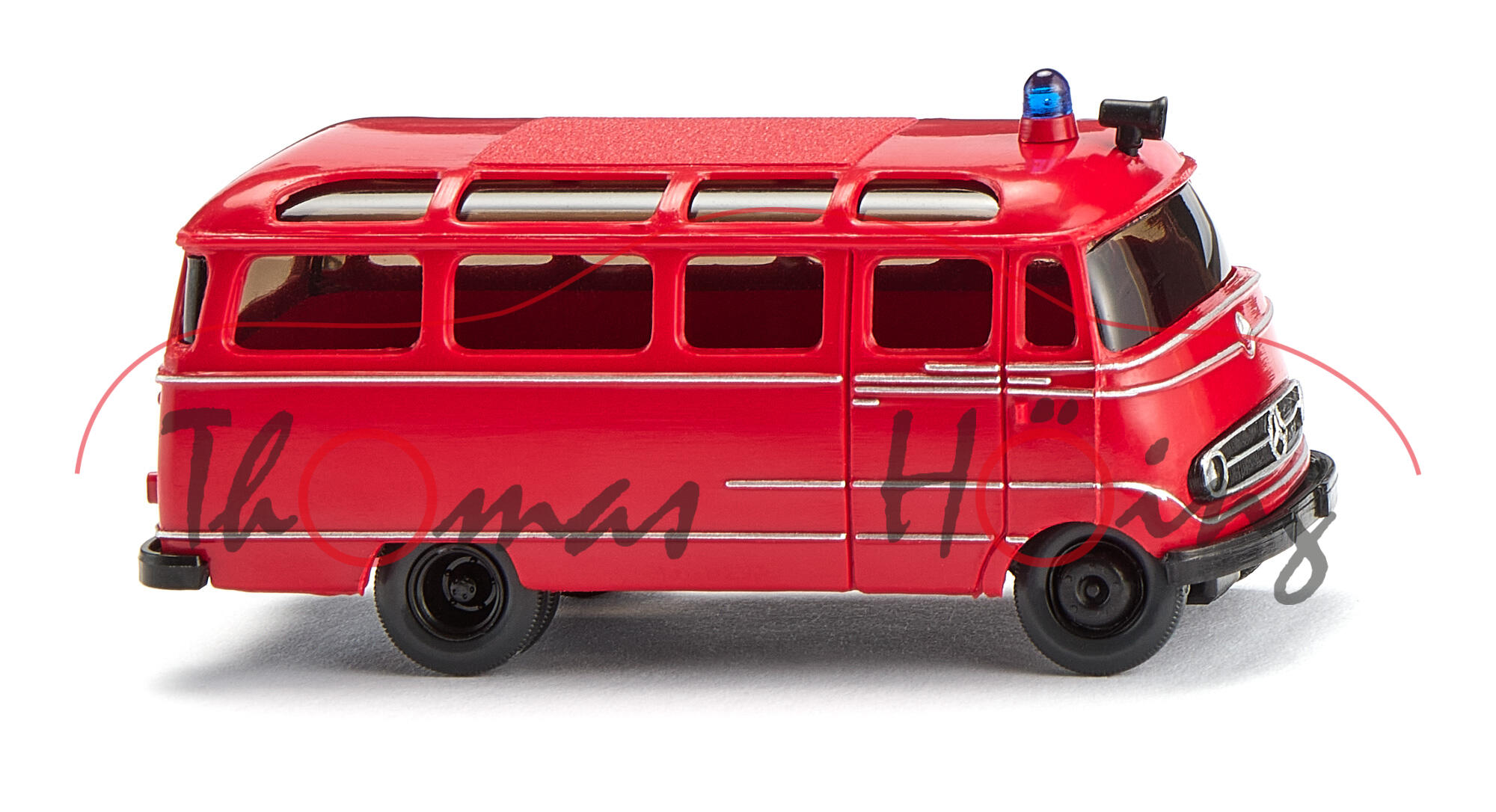 Feuerwehr - Mercedes-Benz O 319 D Panoramabus (1. Generation, Baureihe L 319, Modell 1955-1968), karminrot, Wiking, 1:87, mb