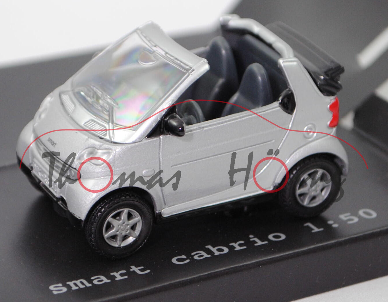 00402 smart fortwo cabrio passion (1. Gen., A 450, Modell 00-03), river silver met., SIKU, 1:50, mb