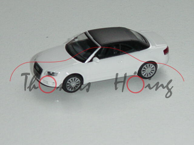 Audi A4 Cabrio, Mj. 2005, reinweiß, mit schwarzem Verdeck, Wiking, 1:87, mb