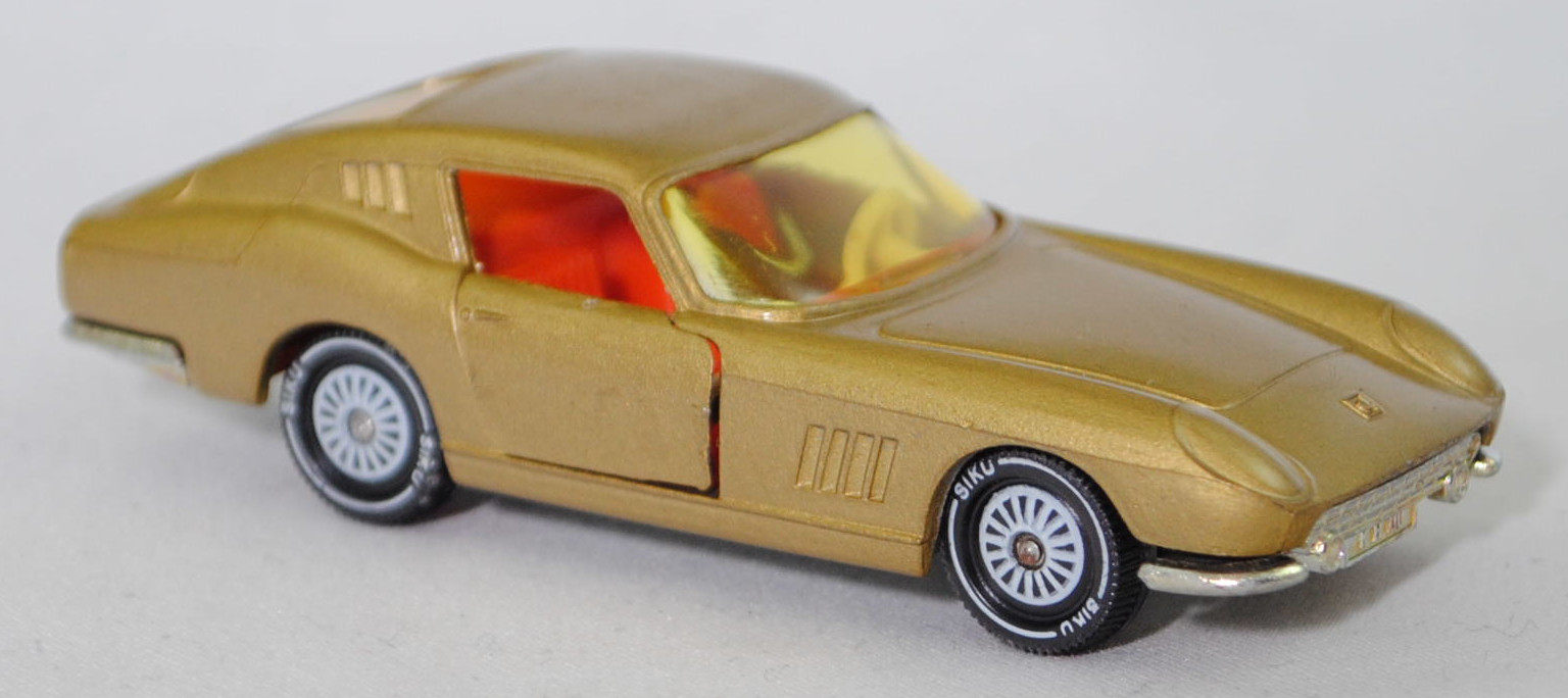 00005 Ferrari Berlinetta 275 GTB (Tipo 563, 2. Serie, Long Nose / Lange Nase, Modell 1965-1966), goldmetallic, Frontscheinwerfer integriert, Bpr. 1012, W-Germ, R11, SIKU SUPER, 1:56, m