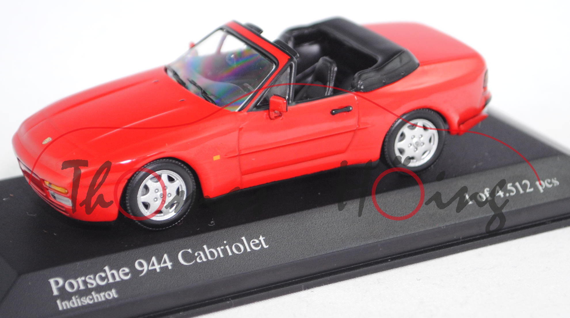 Porsche 944 S2 Cabriolet (Modell 1989-1991), indischrot (Farbcode LM3A), Minichamps, 1:43, PC-Box