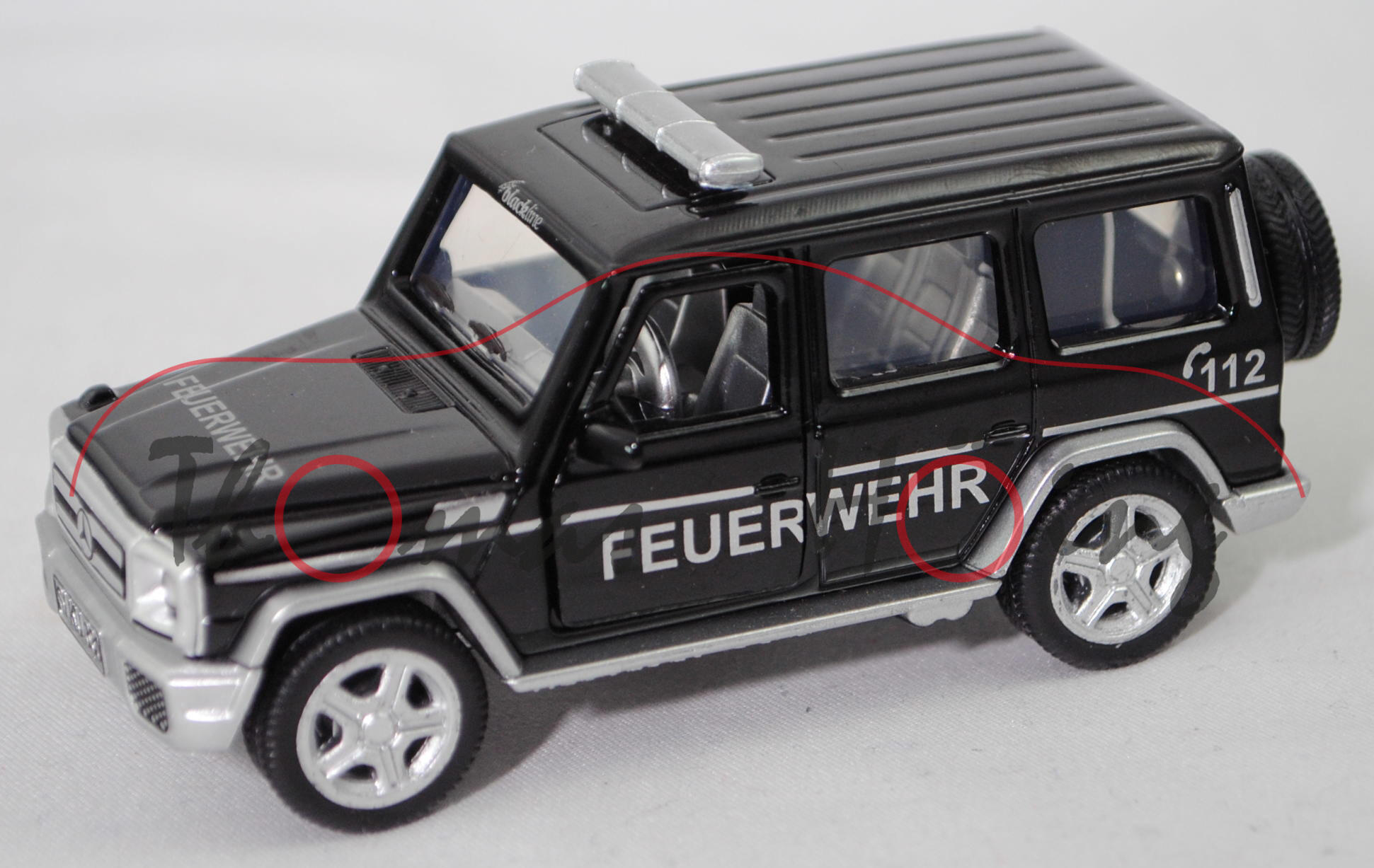 00401 Mercedes-Benz G 65 AMG (Mod. 12-15) Feuerwehr, schwarz/weißalu, blackline, SIKU, L17mpK