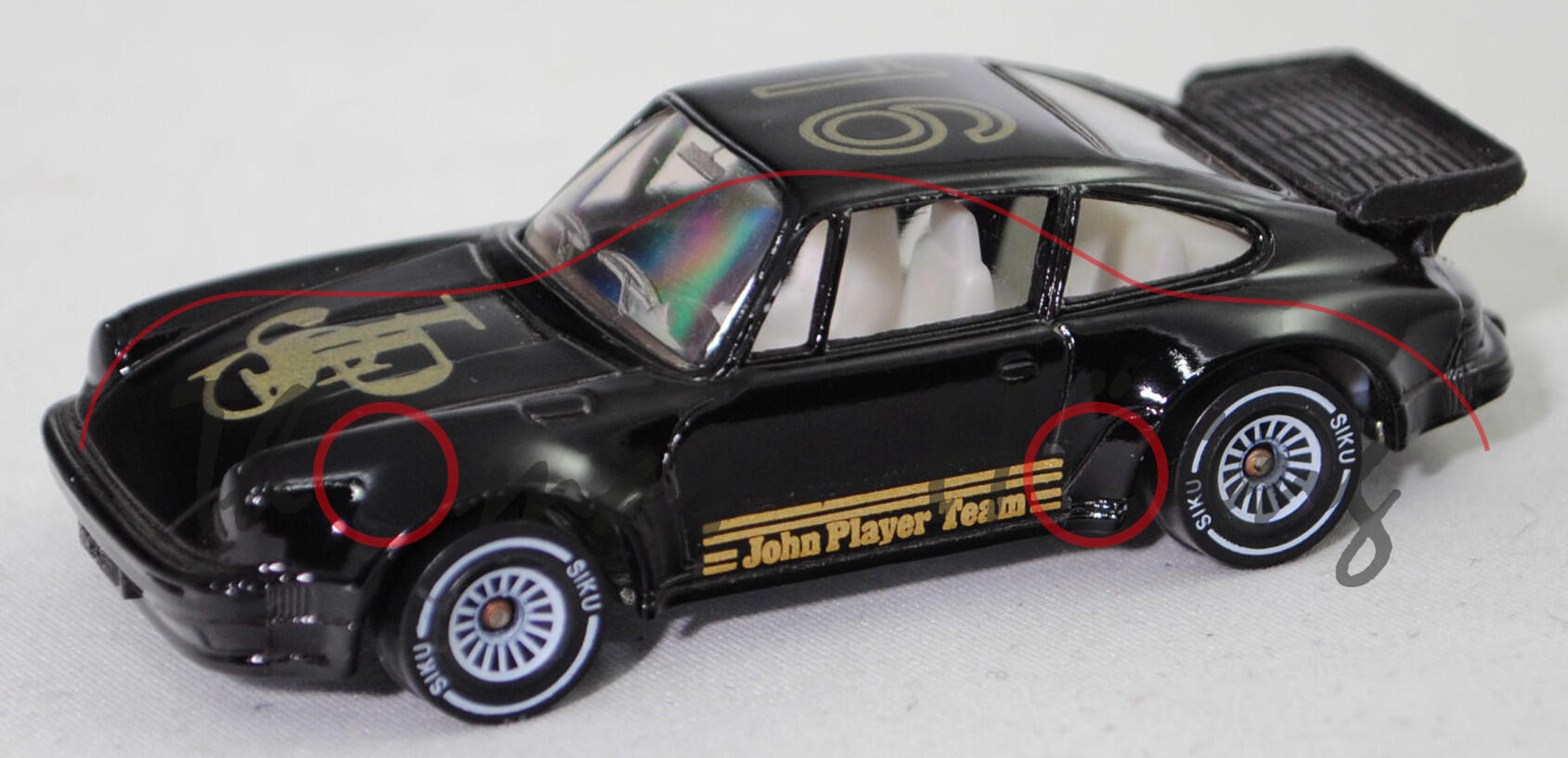 00003 Porsche 911 Turbo 3,3 (G-Modell, Mod. 78-89) Rallye, schwarz, John Player Team / JPS / 16, Bpr. 1059/1067, mit CE-Zeichen, SIKU, 1:54, m-