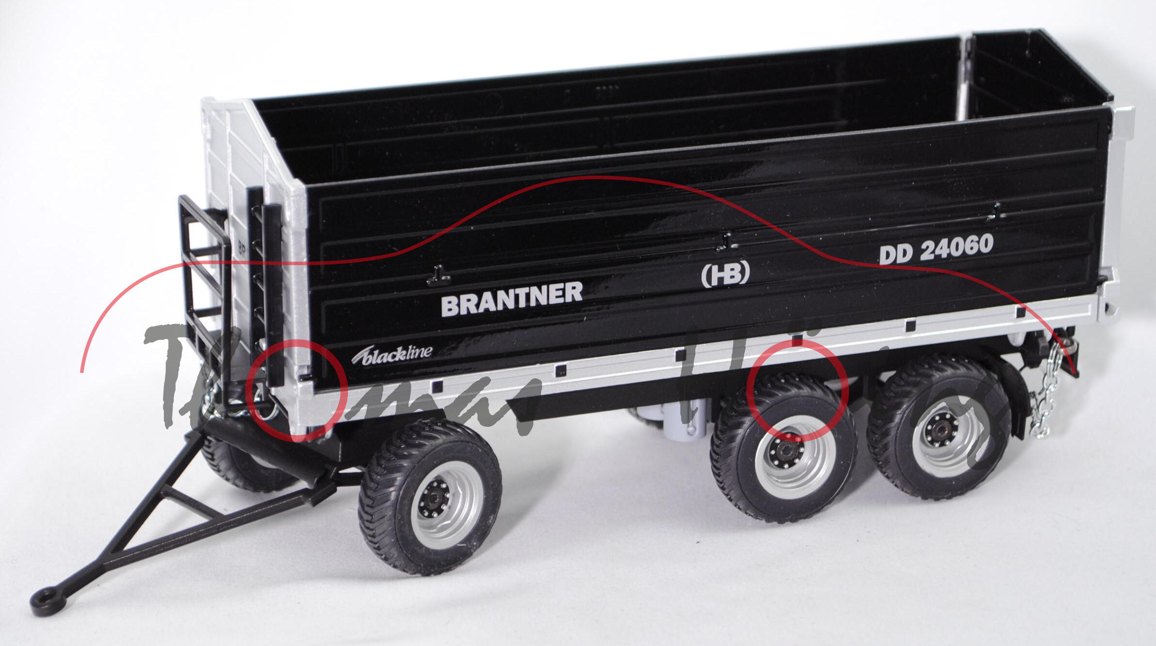 00401 HB BRANTNER Dreiachs-Dreiseitenkipper DD 24060/2 mit Stabilator-Aufbau, schwarz/weißaluminiumm