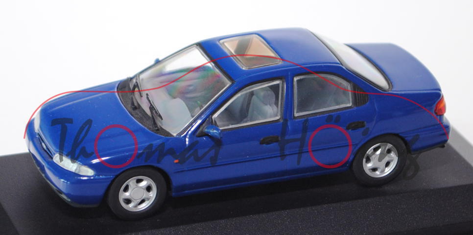 Ford Mondeo Stufenheck (1. Generation, Typ GBP), Modell 1993-1996, isisblau, Minichamps, 1:43, PC-Bo