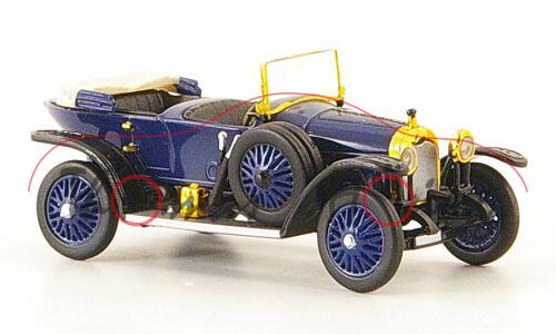 Audi Typ C 14/35 PS Alpensieger (Mod. 1911-1925), saphirblau/schwarz, Ricko / Brekina, 1:87, PC-Box