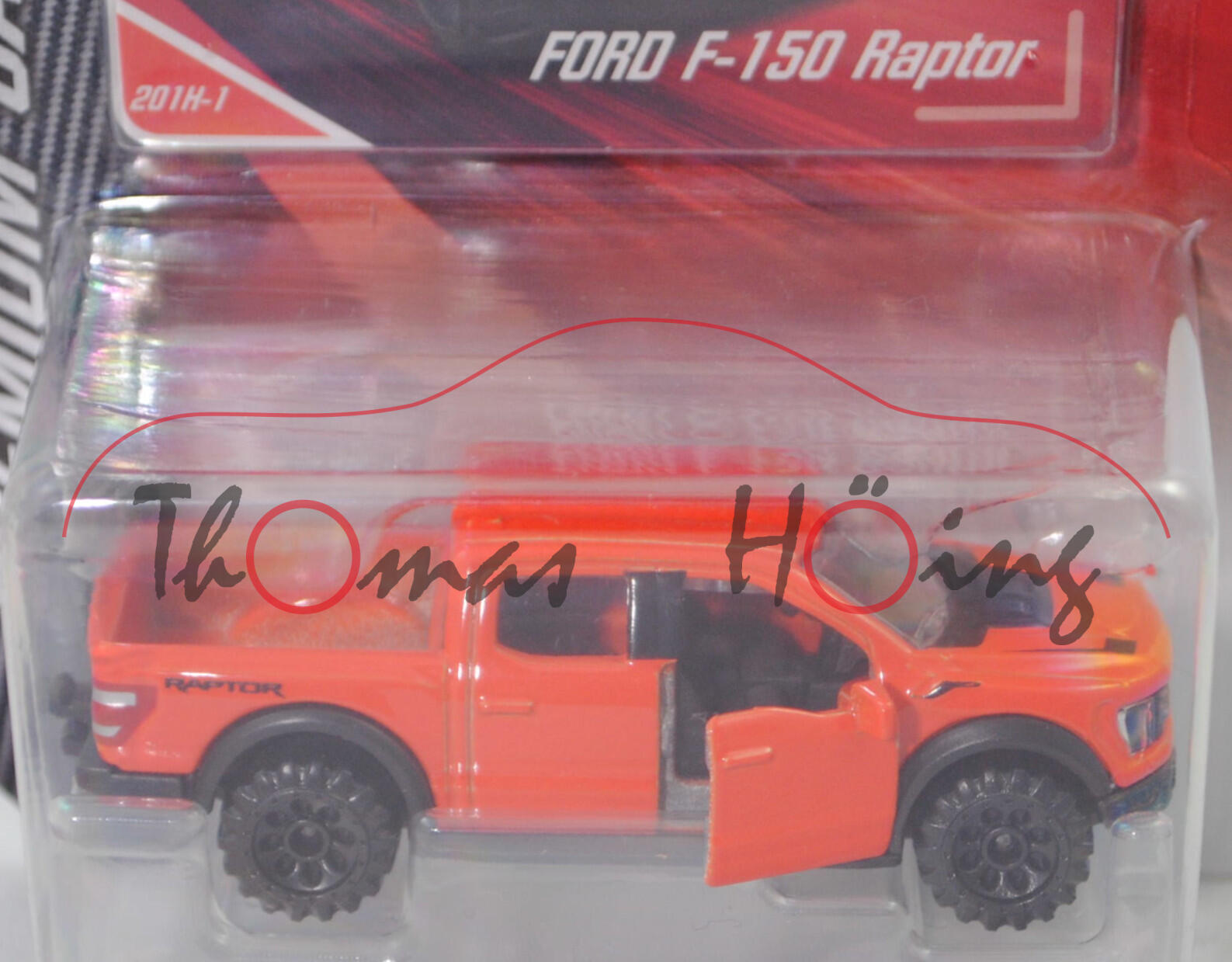 Ford F-150 RAPTOR SuperCrew (Typ P702, Modell 2021-), orange, Nr. 201H-1, majorette, 1:74, Blister